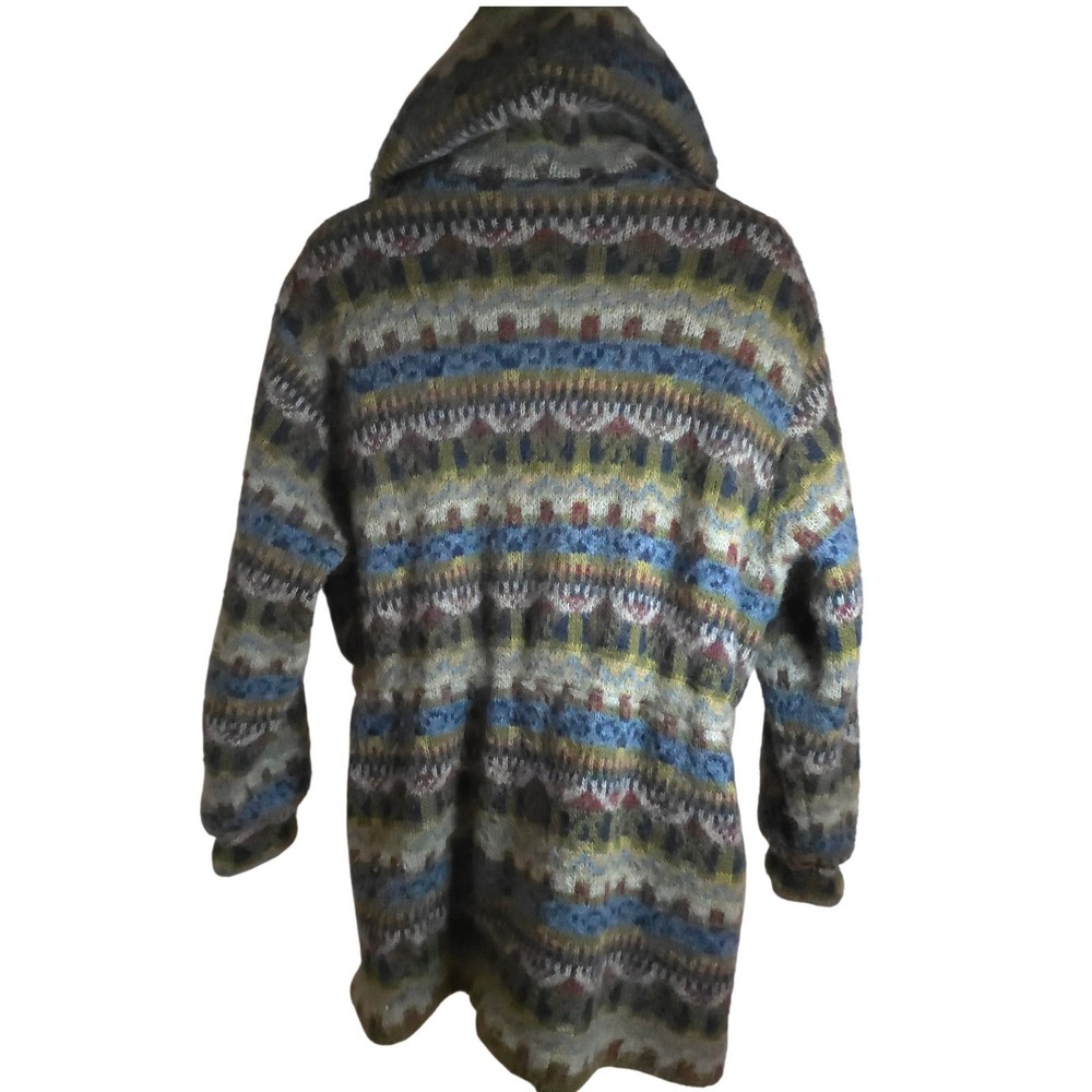 Floss Iceland‎ Wool Blend Hooded Parka Jacket Women Nordic Fair Isle Winter - Picture 4 of 10